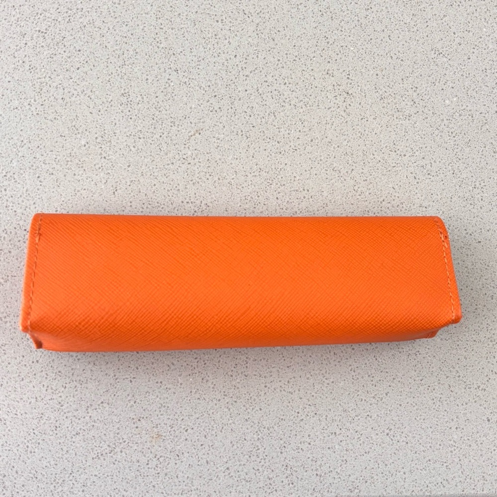 TORY BURCH ORANGE SMALL SKINNY AUTHENTIC EYEGLASSES CASE - Picture 4 of 7